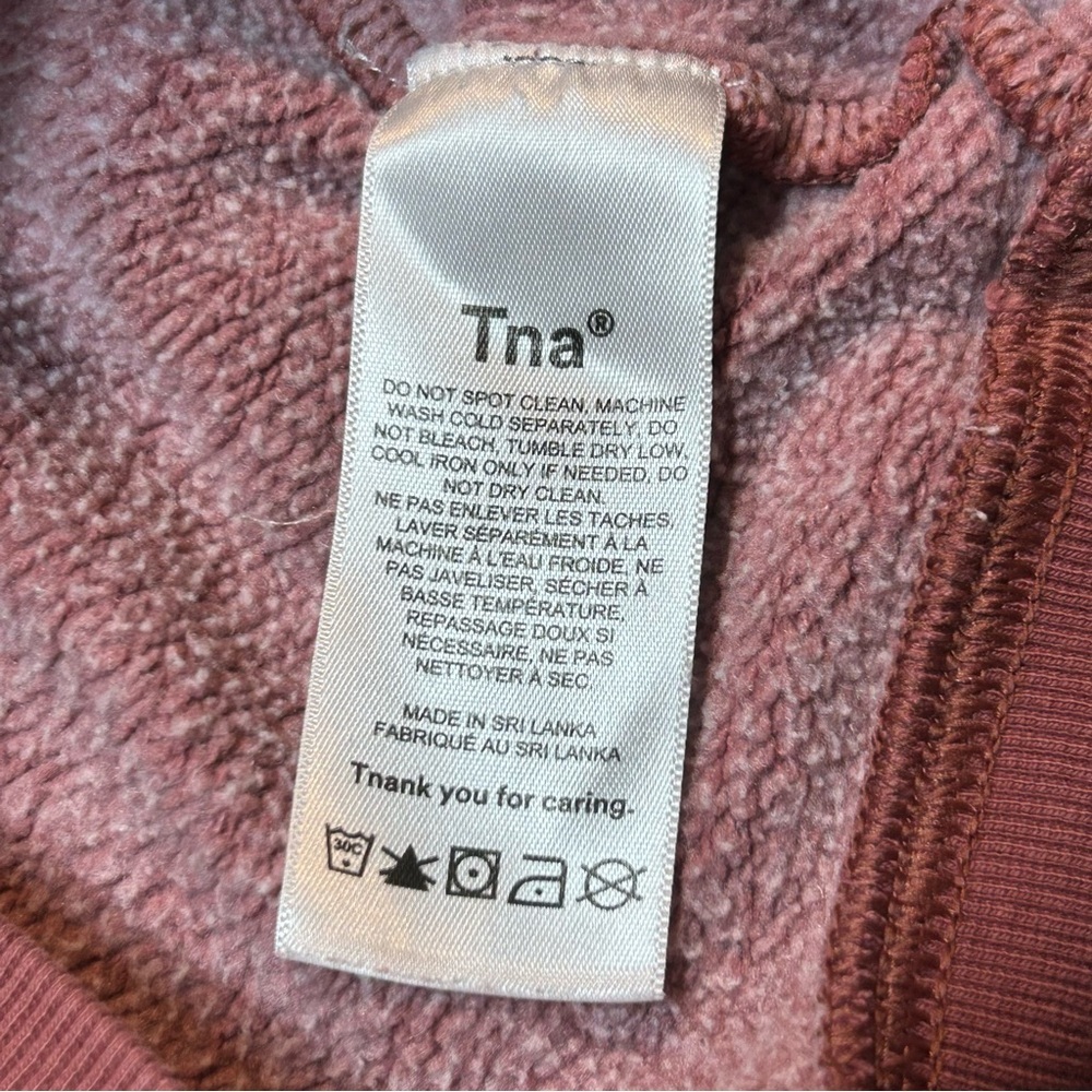 Aritzia Tna Cozy Fleece Perfect Shrunken Sweatshirt Mauve Pink Size M - Picture 6 of 9